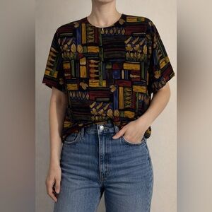 TRADITION | Vintage Multicolor Geometric Pattern Shirt